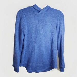 Loft Hooded Sweater Womens‎ XS Blue Acrylic Knit Stretch Pullover Winter